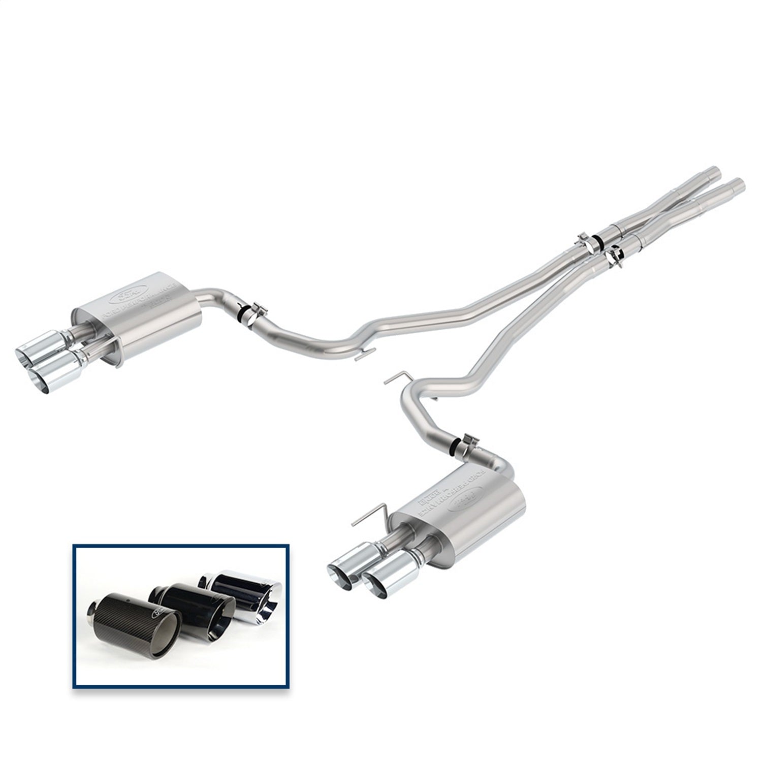Ford Performance 2018-2023 Mustang GT 5.0L Cat-Back Touring Exhaust System With Chrome Tips (FRPM-5200-M8TCA)