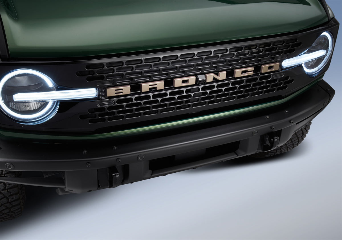 Ford Performance 2021-2025 Bronco Grille Lettering Overlay Kit-Bronze — detail (FRPM-1447-BLBR)