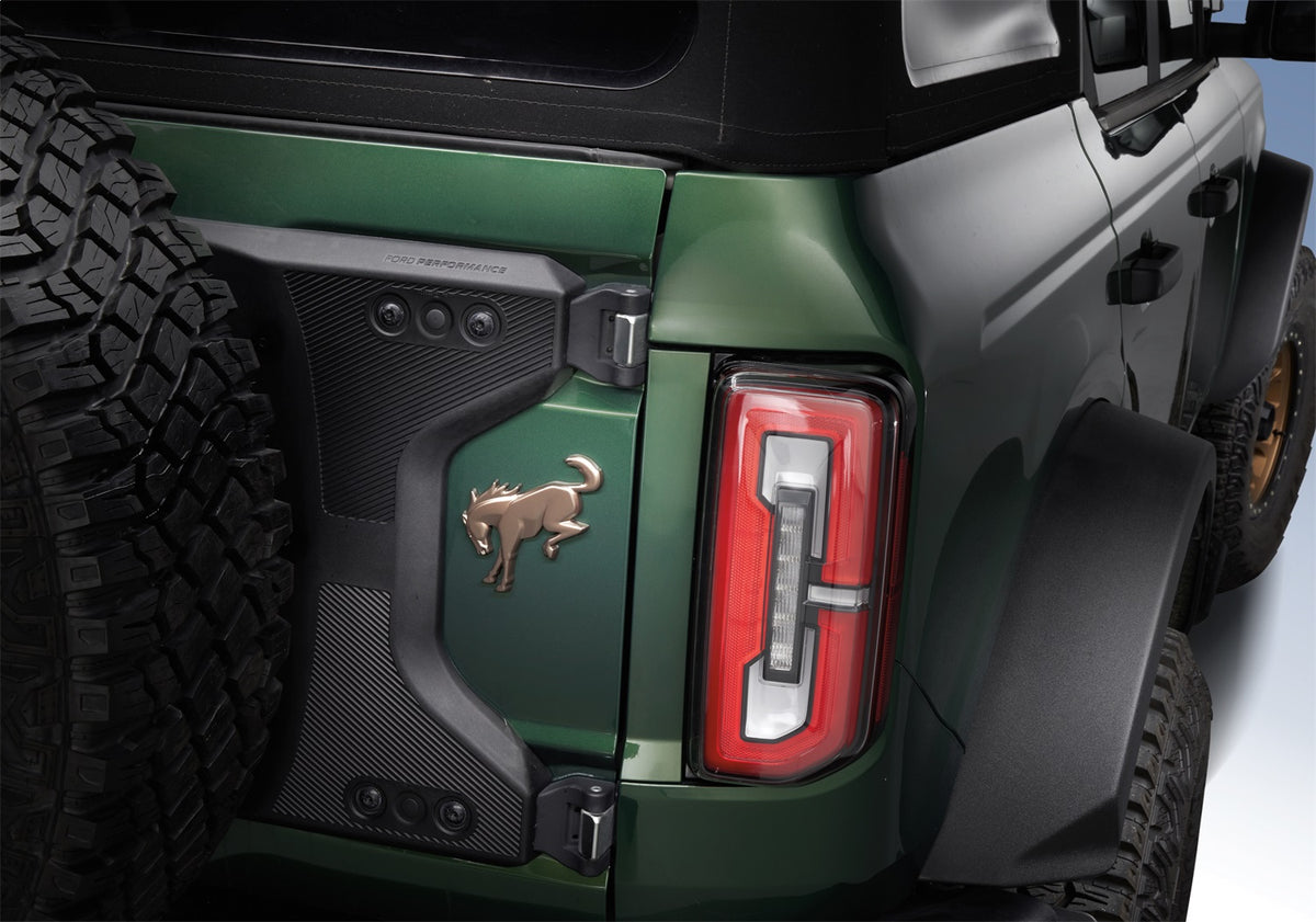 Ford Performance 2021-2025 Bronco Rear Emblem Overlay-Bronze — alternate view (FRPM-1447-BEBR)