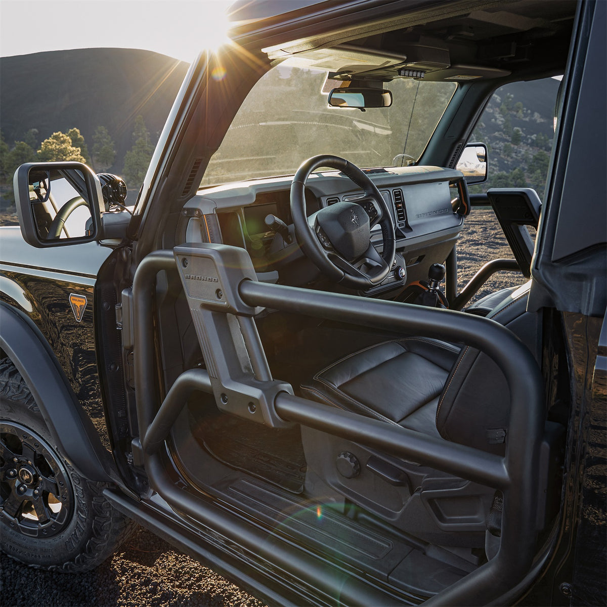 Ford Performance 2021-2025 Bronco Tube Door Kit-2 Door — in use (FRPM-19008-BTD2)