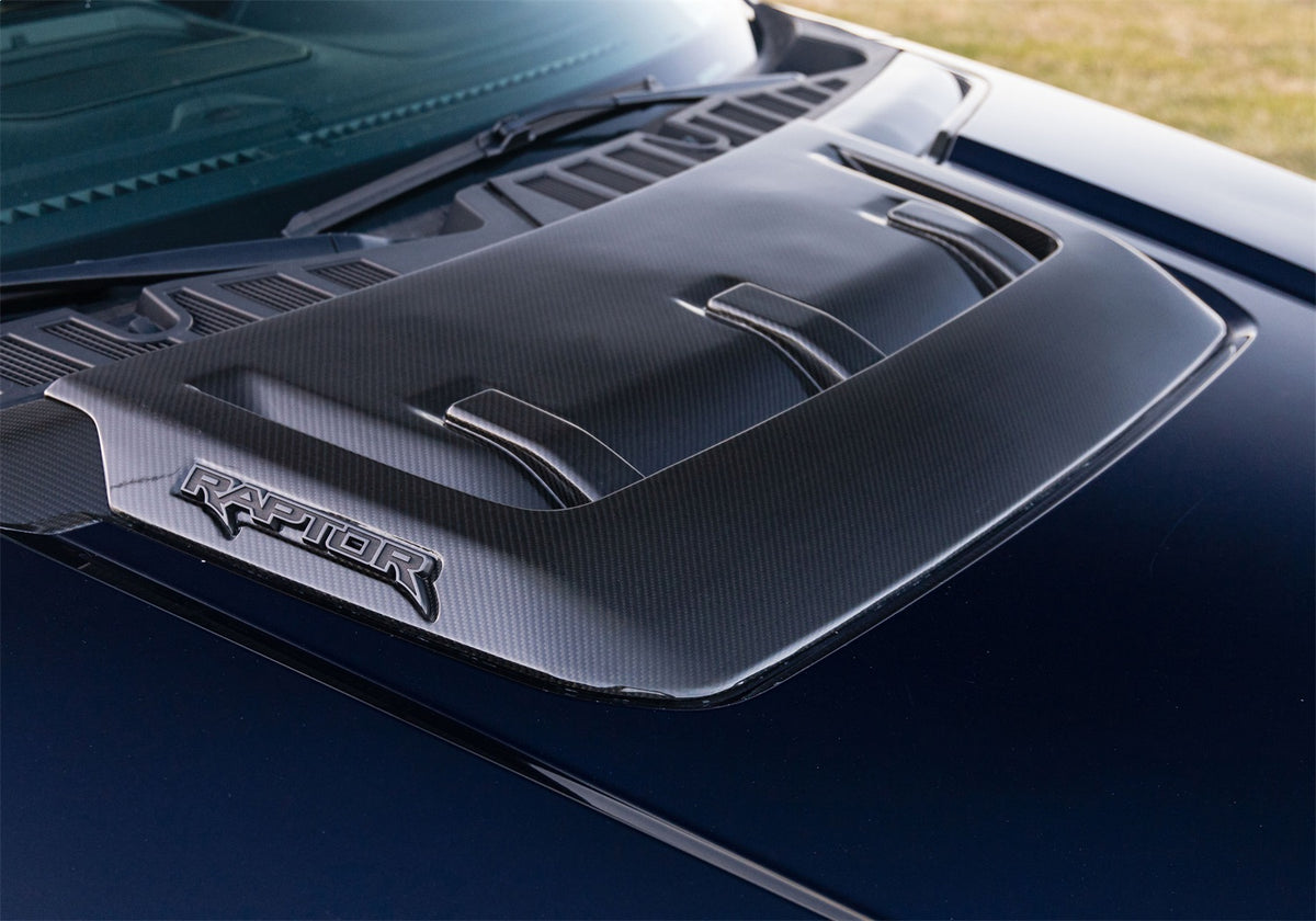 Ford Performance 2021-2025 F-150 Raptor Carbon Fiber Hood Vent & Trim-Gloss — additional view (FRPM-16628-FG)