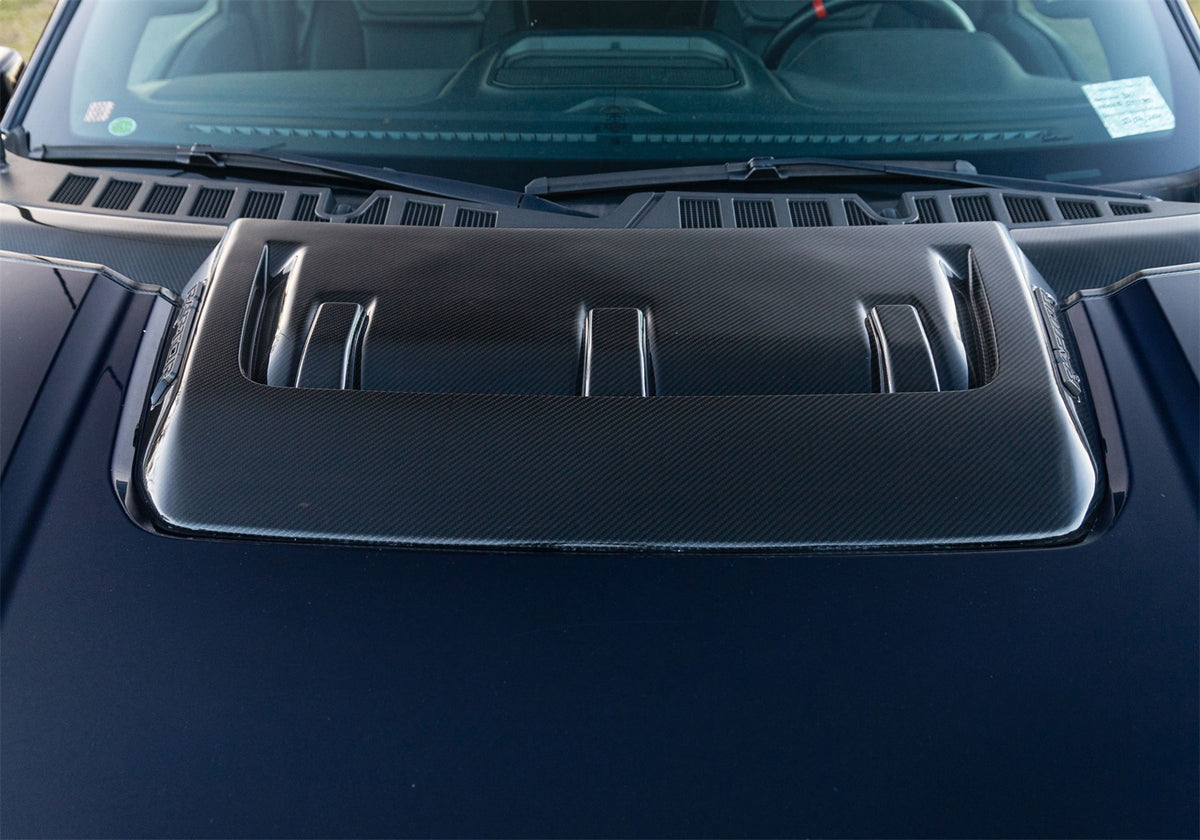 Ford Performance 2021-2025 F-150 Raptor Carbon Fiber Hood Vent & Trim-Gloss — detail (FRPM-16628-FG)