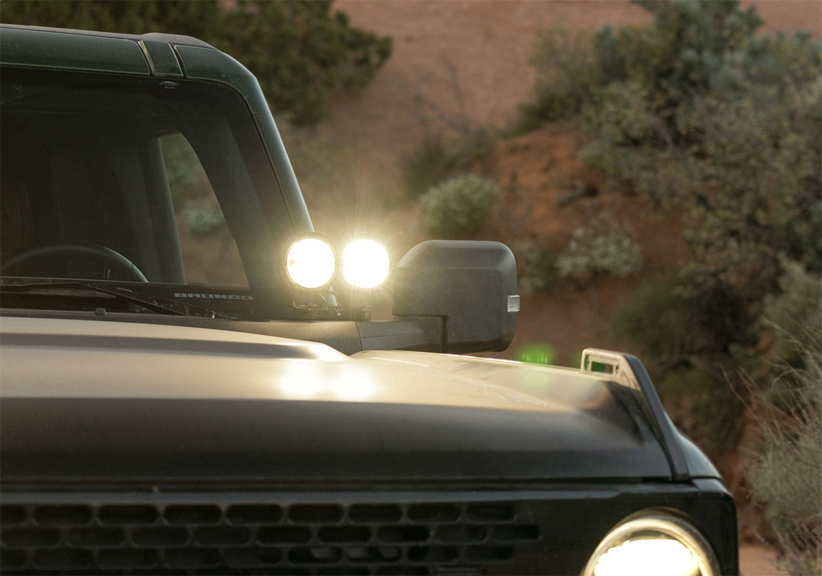 Ford Performance 2021 -2025 Ford Bronco Dual Mirror Mounted Off-Road Lights — in use (FRPM-15200K-BDML)