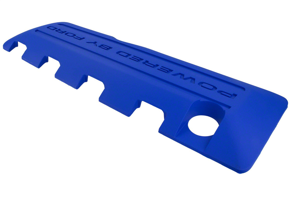 Ford Performance 5.0L Coyote "Powered By Ford" Blue Coil Covers — in use (FRPM-6P067-M50B)