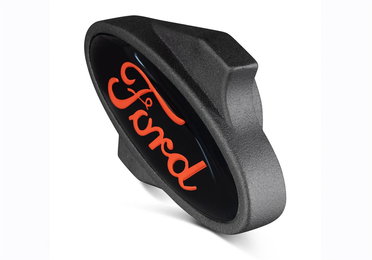 Ford Performance Black Finish Air Cleaner Nut: Red Ford Oval Logo — alternate view (FRP302-339)