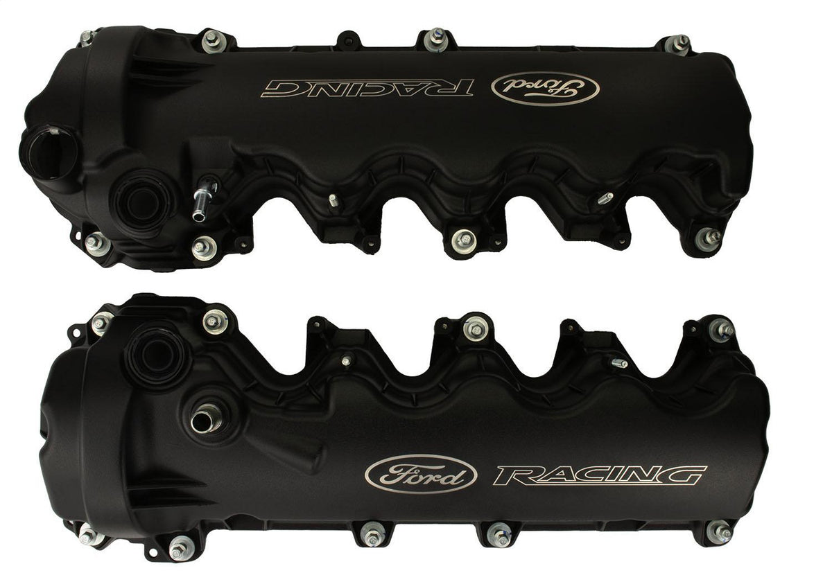Ford Performance Black Ford Racing Coated 3-Valve Cam Covers — detail (FRPM-6582-FR3VBLK)