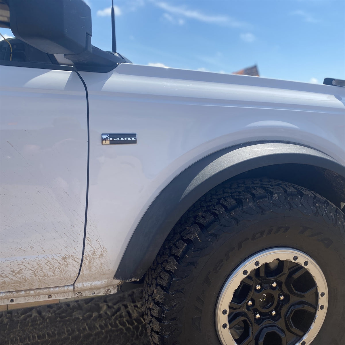 Ford Performance Bronco/Bronco Sport G.O.A.T. Badge-Black/Chrome — alternate view (FRPM-1447-GOAT)