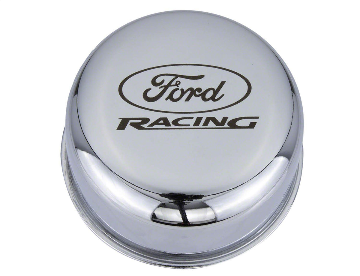 Ford Performance Chrome Breather Cap With Ford Racing Logo — detail (FRPM-6766-FRNVCH)