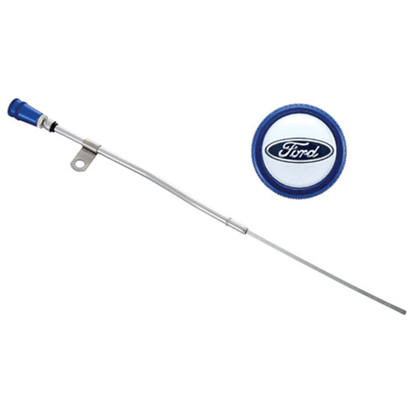 Ford Performance Dipstick Kit: Aluminum Anodized Handle, Embossed Ford Logo (FRP302-400)