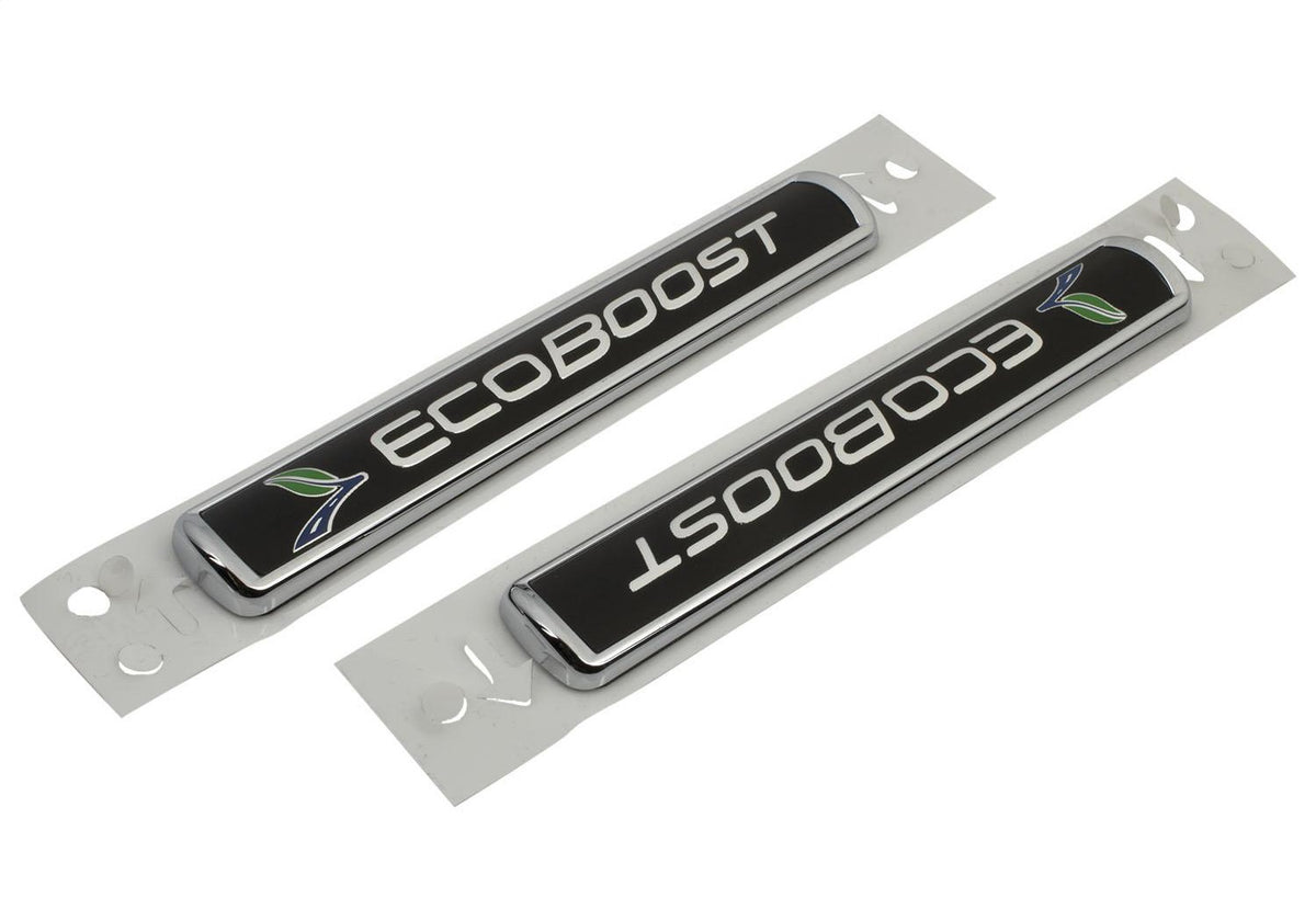 Ford Performance EcoBoost Emblems/Badges-Black And Silver-Pair — detail (FRPM-1447-EBBLK)