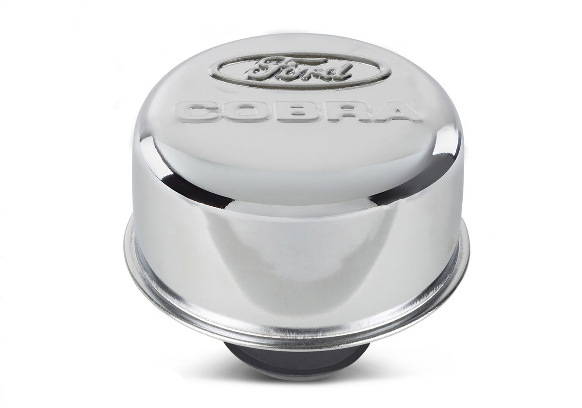 Ford Performance Ford Cobra Logo Air Breather Cap: Chrome — alternate view (FRP302-225)