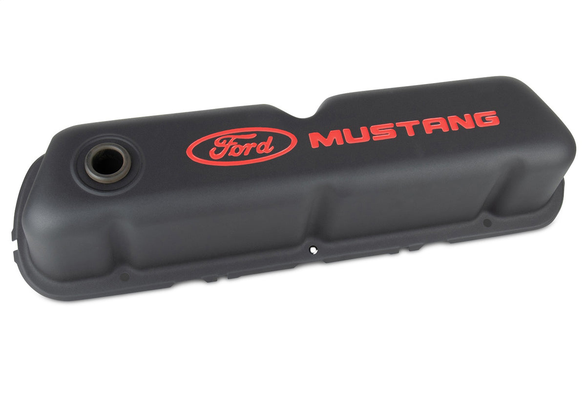 Ford Performance Ford Mustang Logo Black Crinkle Valve Covers — alternate view (FRP302-101)