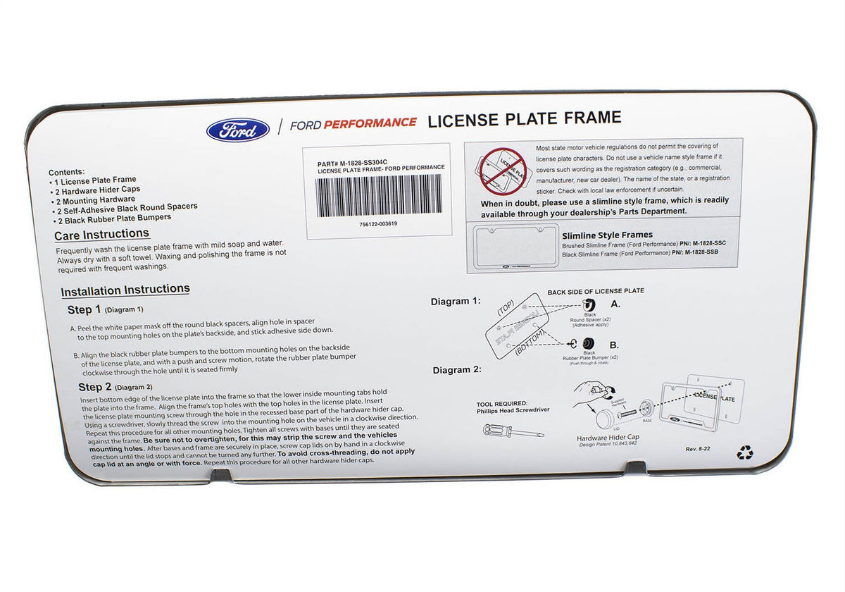 Ford Performance Ford Performance License Plate Frame-Brushed Stainless Steel — additional view (FRPM-1828-SS304C)