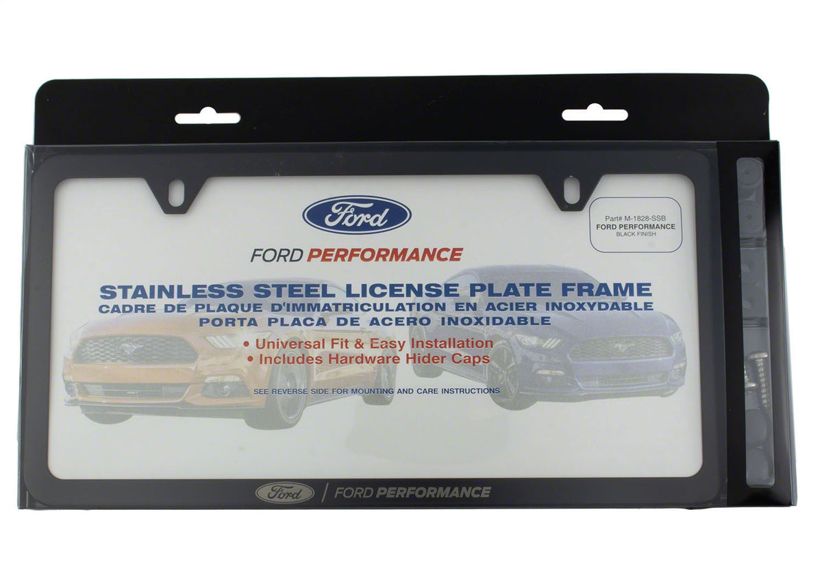 Ford Performance Ford Performance Slim License Plate Frame-Black Stainless Steel — detail (FRPM-1828-SSB)