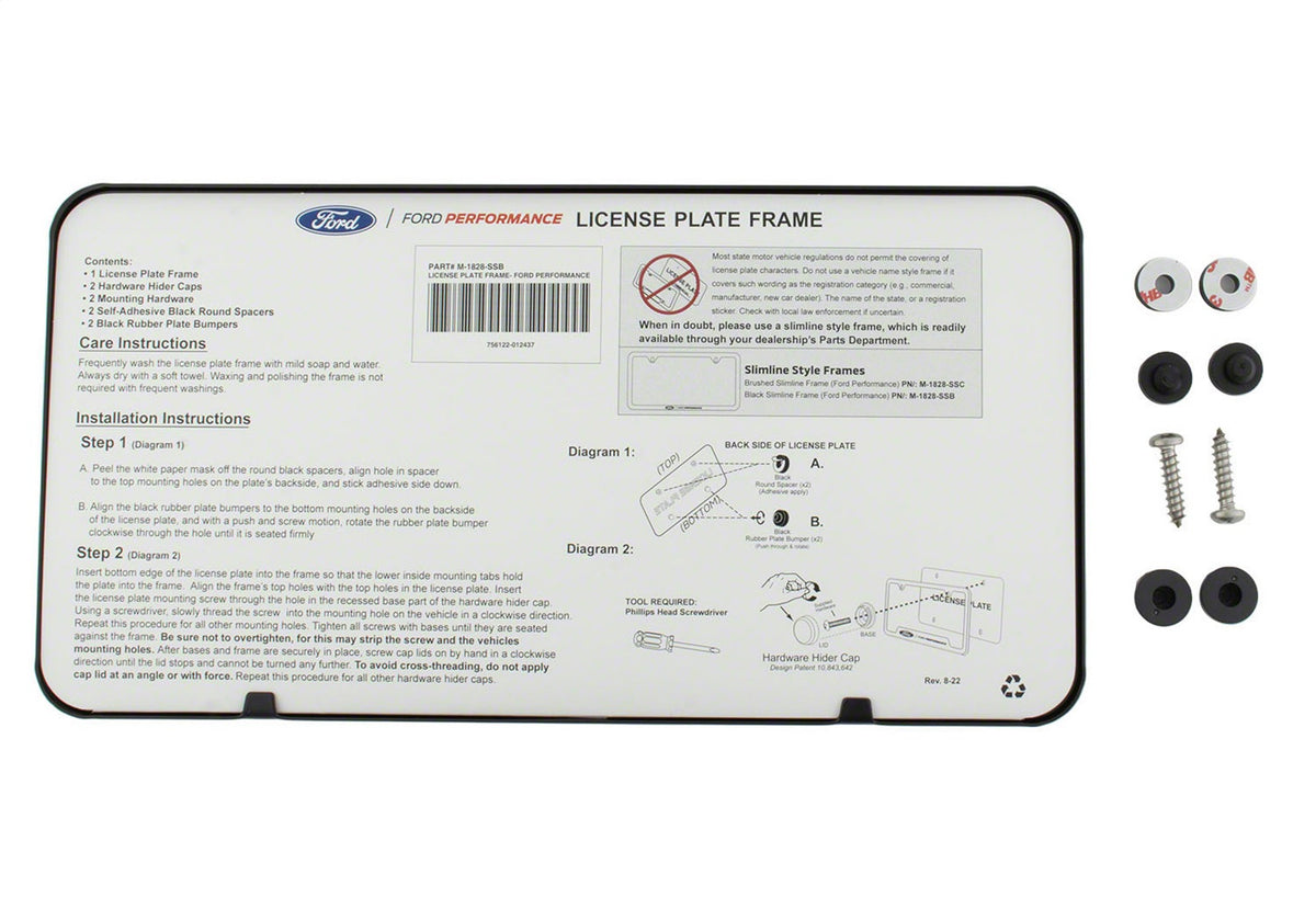 Ford Performance Ford Performance Slim License Plate Frame-Black Stainless Steel — in use (FRPM-1828-SSB)