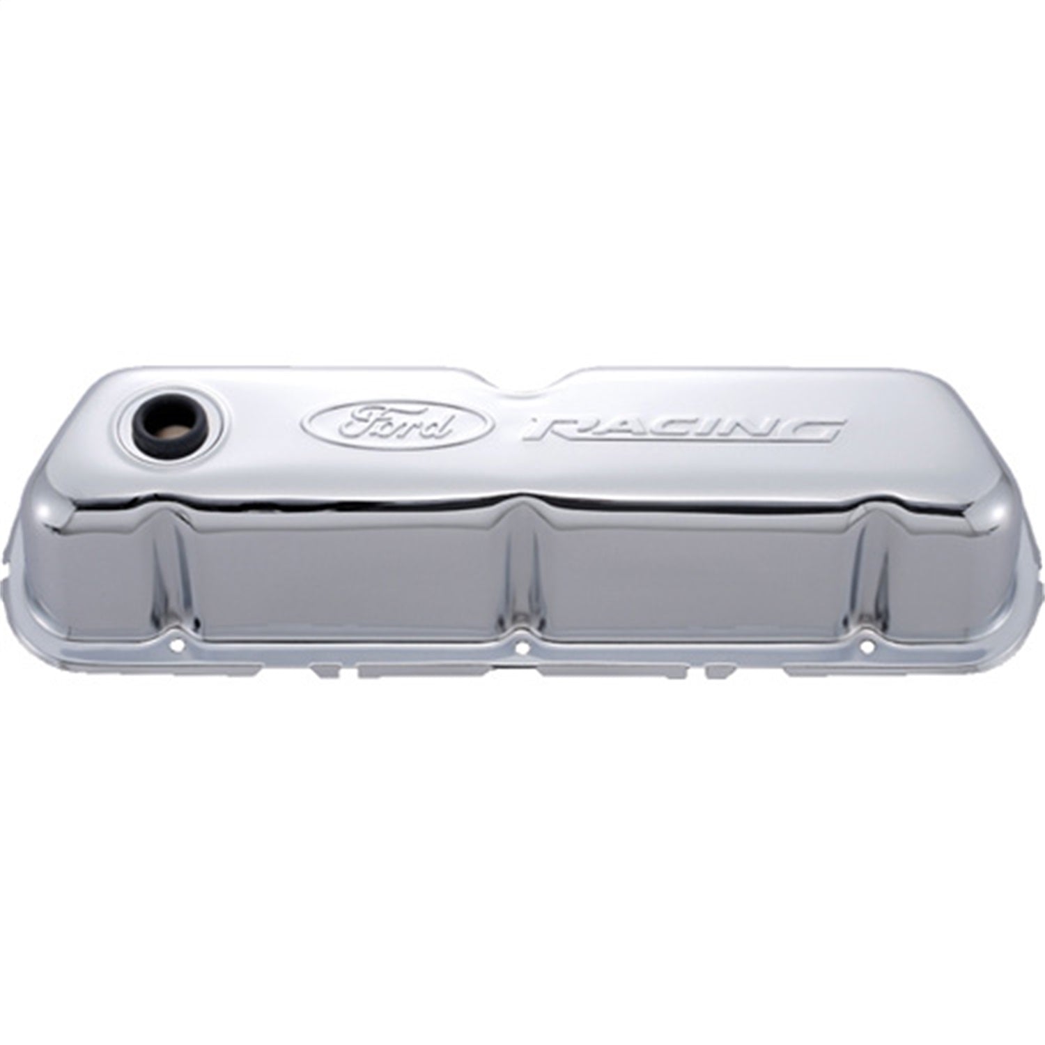 Ford Performance Ford Racing Embossed Logo Stamped Steel Valve Covers Chrome (FRP302-070)