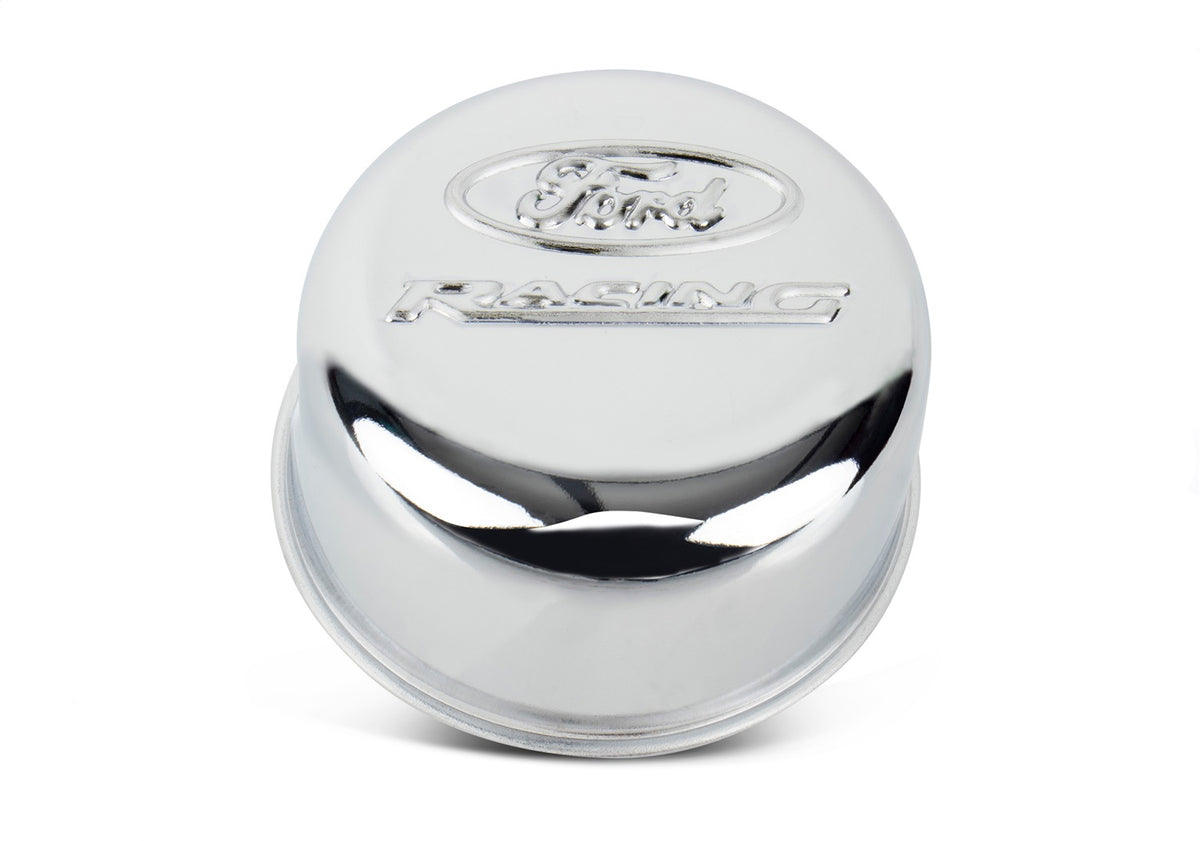 Ford Performance Ford Racing Logo Air Breather Cap: Push-In Type Chrome — in use (FRP302-215)