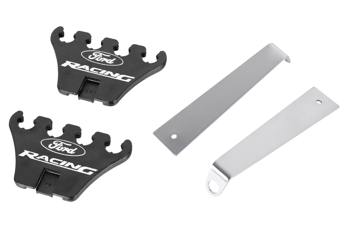 Ford Performance Wire Loom: Ford Racing Logo, Chrome Base/Black — detail (FRP302-640)