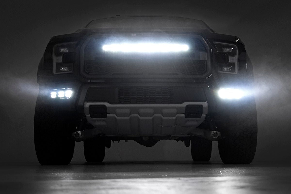 LED Light Kit | Grille Mount | 30&quot; Black Single Row | White DRL | Ford Raptor (17-20)