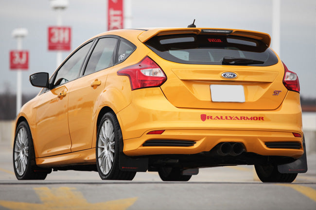 Rally Armor 12-19 Ford Focus ST / 16-19 RS Black UR Mud Flap w/ Red Altered Font Logo - MF27-UR-BLK/RD-X