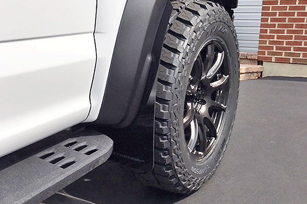 Rally Armor 17-20 Ford F-150 Raptor Black UR Mud Flap w/ Dark Grey Logo - MF53-UR-BLK/DGRY for 2017-2020 Ford F 150 - front v