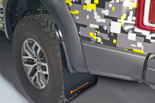 Rally Armor 17-20 Ford F-150 Raptor Black UR Mud Flap w/ Dark Grey Logo - MF53-UR-BLK/DGRY