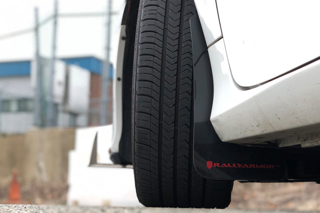 Rally Armor 16-21 Honda Civic Si White UR Mud Flap w/Red Logo - MF50-UR-WH/RD