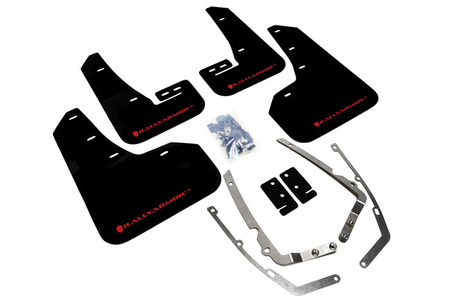 Rally Armor 15-21 VW Golf/GTI/TSI Black UR Mud Flap w/ Red Logo - MF37-UR-BLK/RD for 2015-2021 Volkswagen Golf - front view