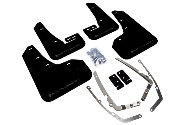 Rally Armor 15-21 VW Golf/GTI/TSI Black UR Mud Flap w/ Grey Logo - MF37-UR-BLK/GRY for 2015-2021 Volkswagen Golf - front view