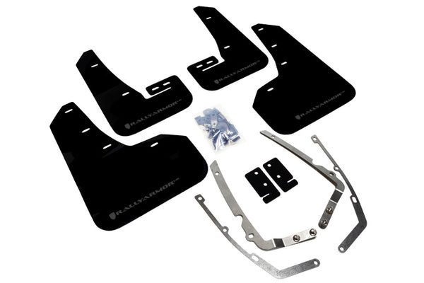 Rally Armor 15-21 VW Golf/GTI/TSI Black UR Mud Flap w/ Grey Logo - MF37-UR-BLK/GRY for 2015-2021 Volkswagen Golf - front view