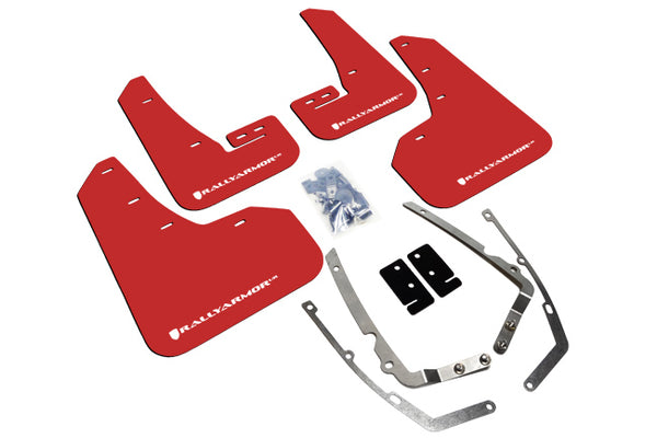 Rally Armor 15-21 VW Golf/GTI/TSI Red UR Mud Flap w/ White Logo - MF37-UR-RD/WH for 2015-2021 Volkswagen Golf - front view