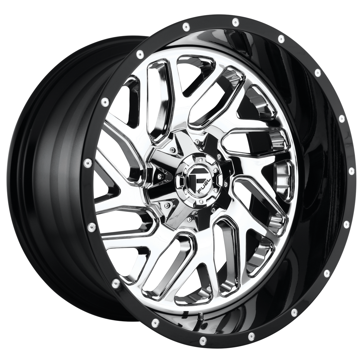 Fuel Off-Road Aluminum Wheels 22X12 Triton D211 Chrome W/ Gloss Black Lip