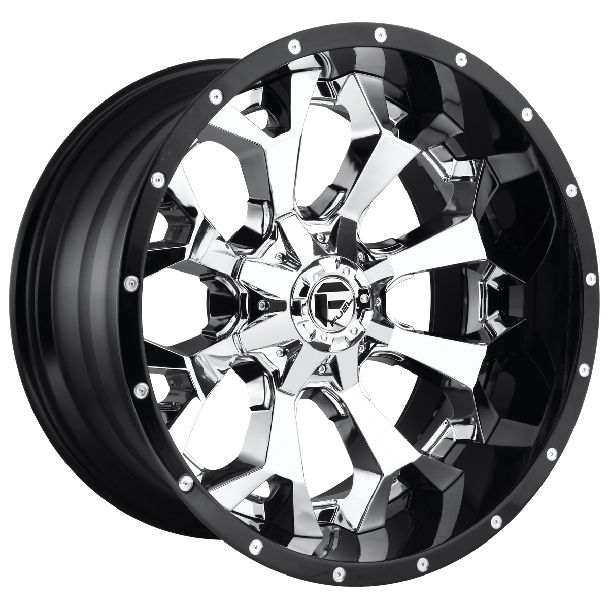 Fuel Off-Road Aluminum Wheels 22X12 Assault D246 Chrome W/ Gloss Black Lip