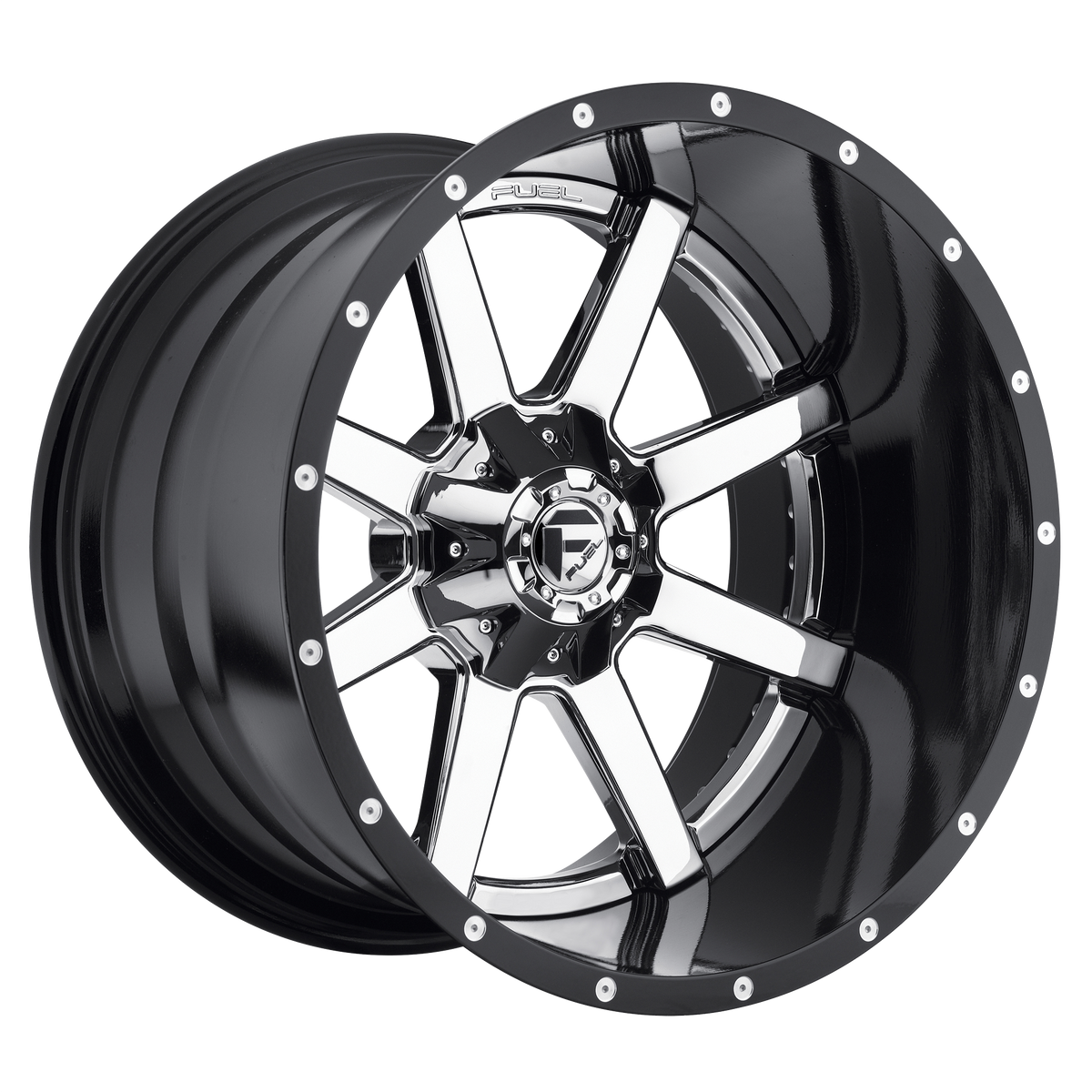 Fuel Off-Road D260 22X8.25 Chrome W/ Gloss Black Lip 8x200 -227mm