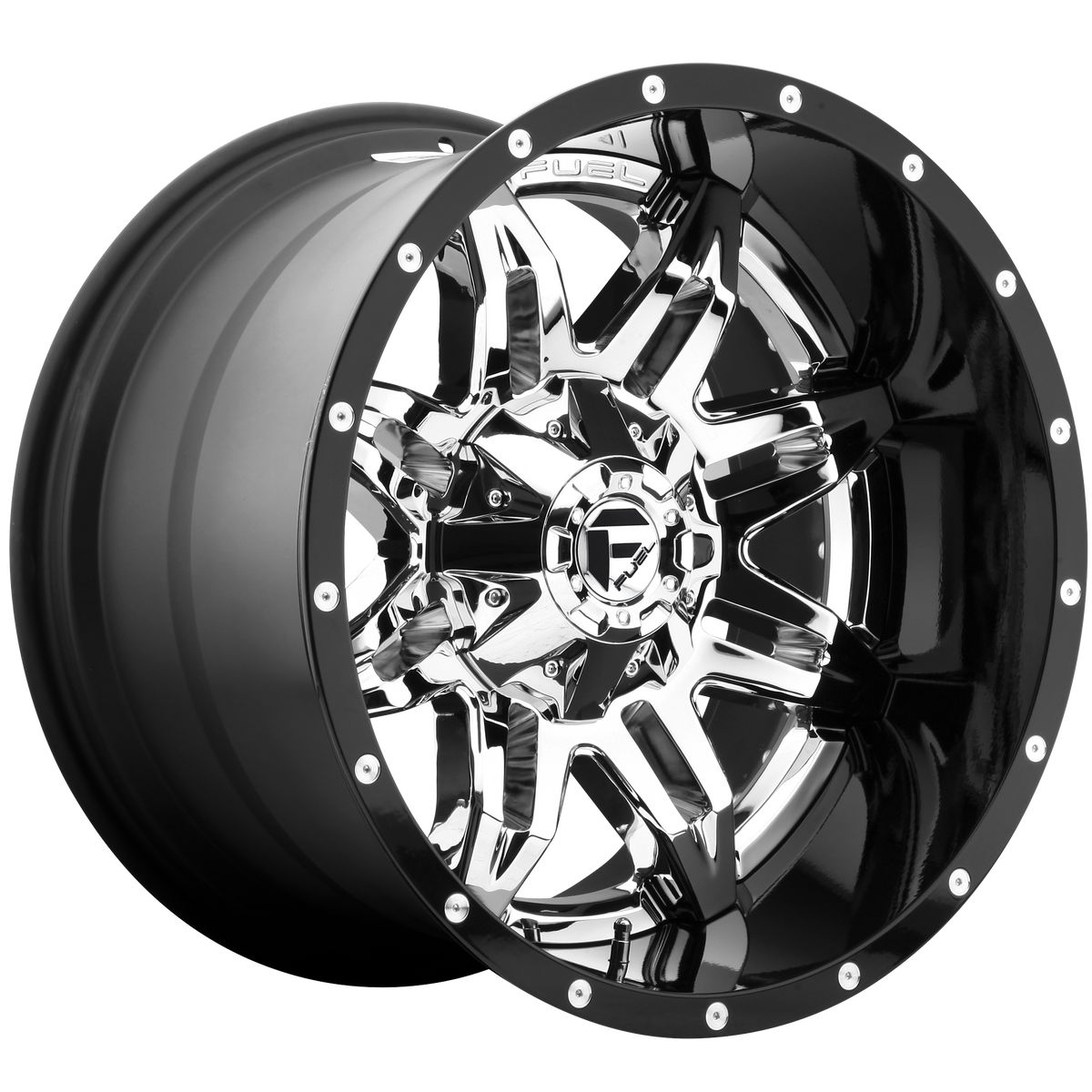 Fuel Off-Road Aluminum Wheels 20X10 Lethal D266 Chrome W/ Gloss Black Lip