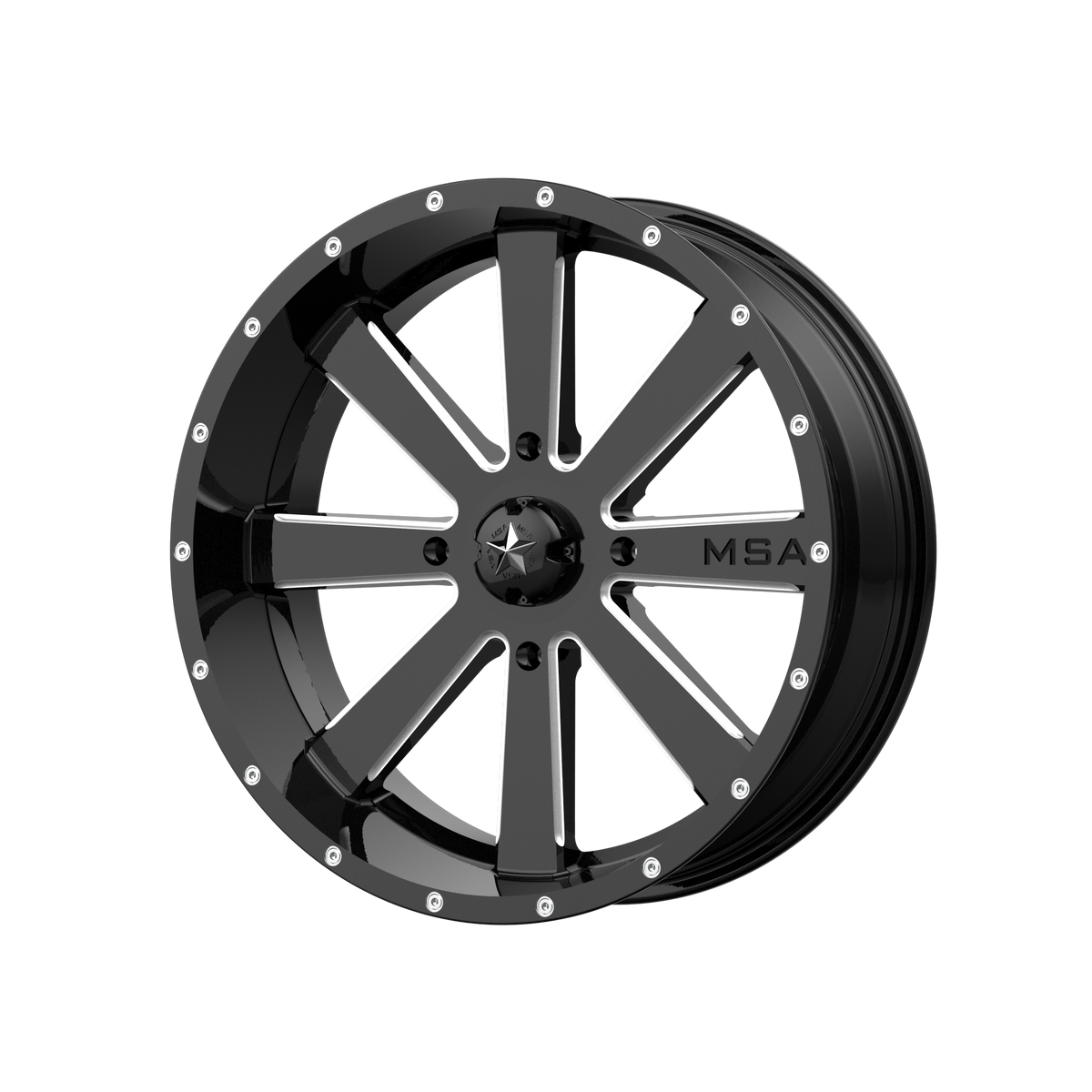 MSA Offroad Wheels M34 Flash Utv 18X7 4X156 +0MM Gloss Black Milled