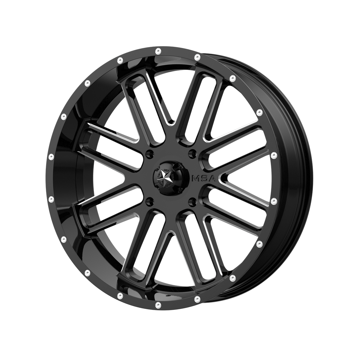 MSA Offroad Wheels M35 Bandit Utv 18X7 4X156 +0MM Gloss Black Milled