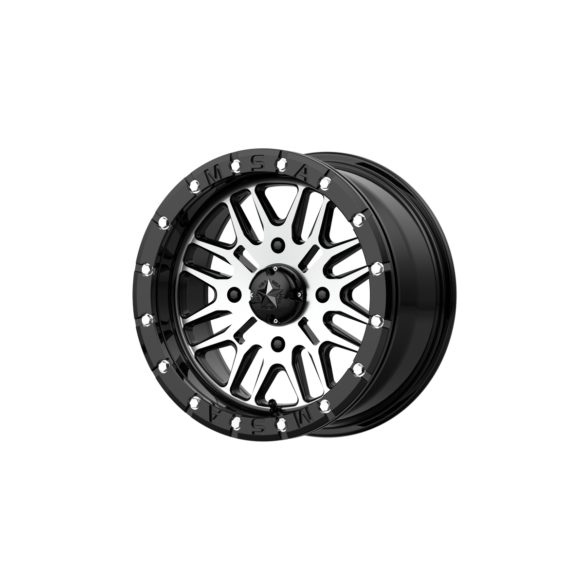 MSA Offroad Wheels M37 Brute Utv Beadlock 16X7 4X156 +10MM Gloss Black Machined