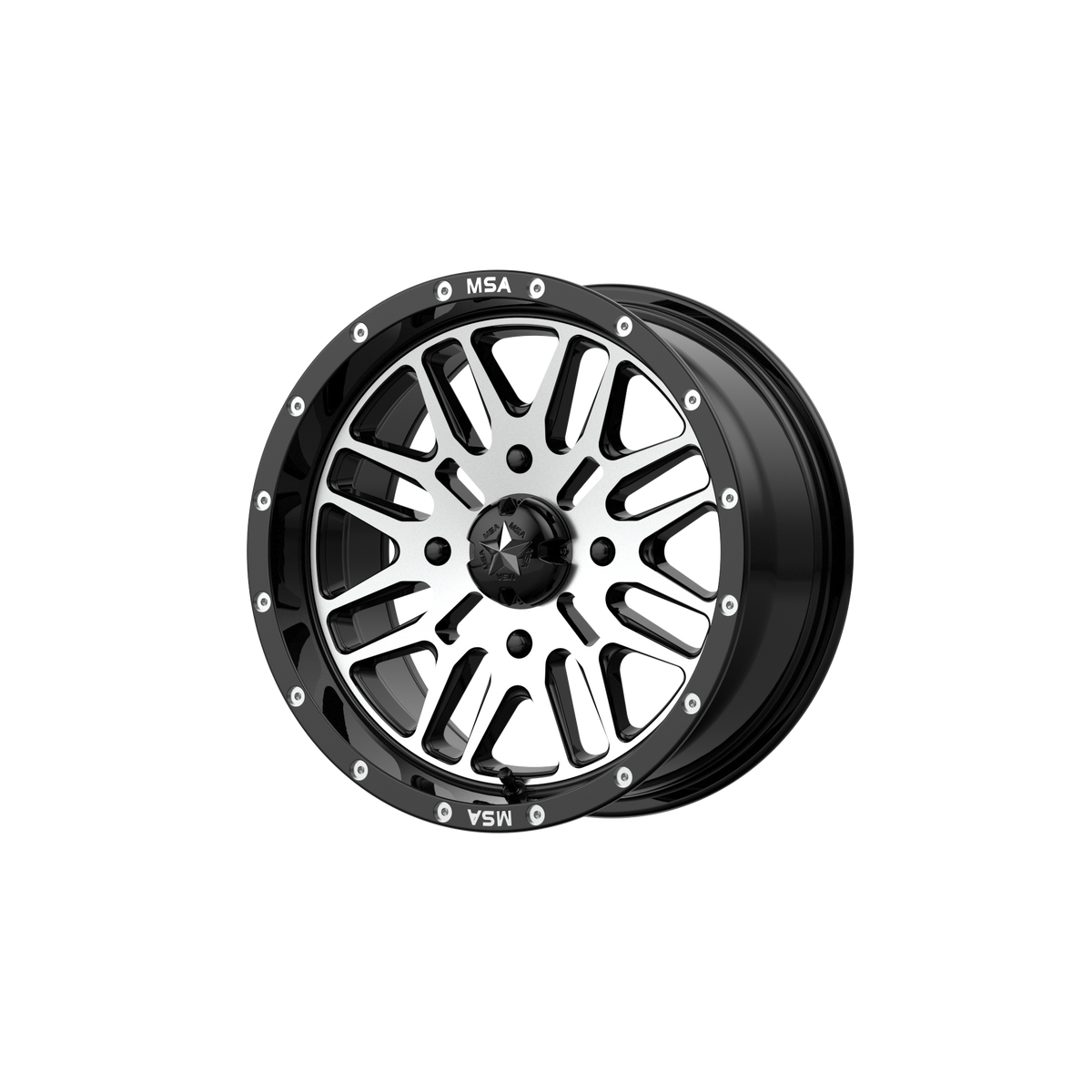 MSA Offroad Wheels M38 Brute Utv 15X7 4X156 +10MM Gloss Black Machined