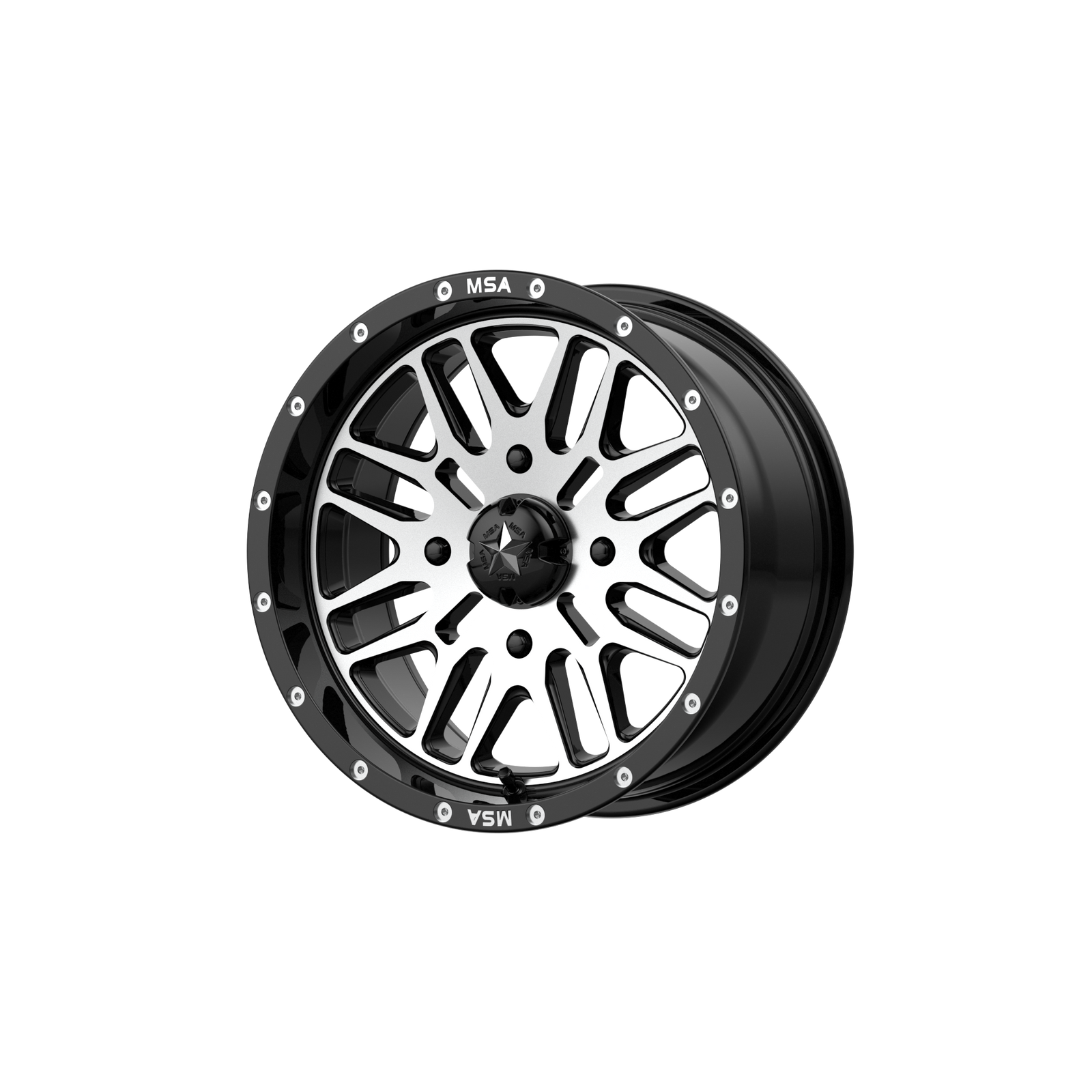 MSA Offroad Wheels M38 Brute Utv 22X7 4X137 +10MM Gloss Black Machined