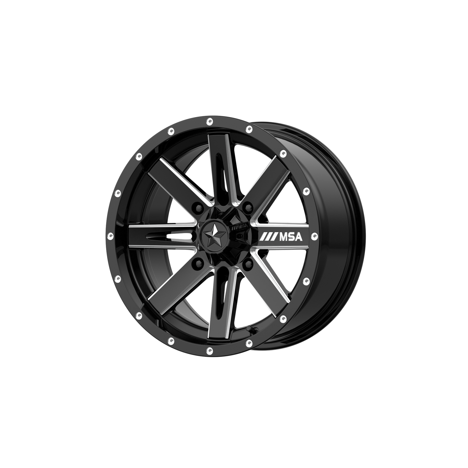 MSA Offroad Wheels M41 Boxer Utv 14X7 4X137 +10MM Gloss Black Milled