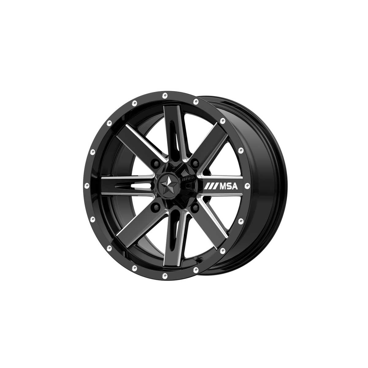 MSA Offroad Wheels M41 Boxer Utv 14X7 4X110 -47MM Gloss Black Milled