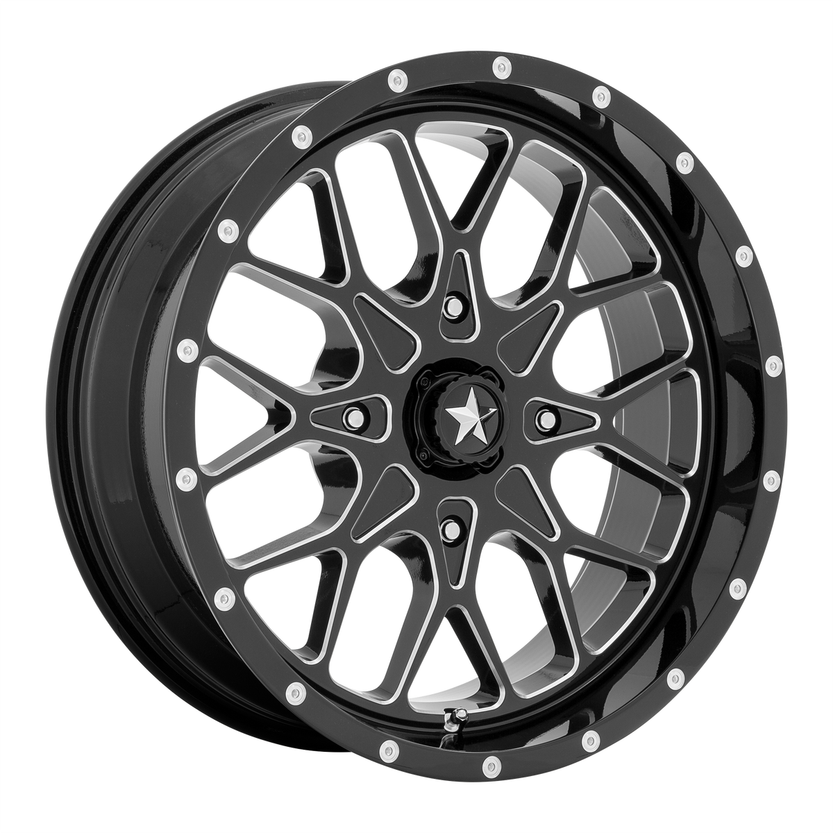 MSA Offroad Wheels M45 Portal Utv 22X7 4X156 +0MM Gloss Black Milled