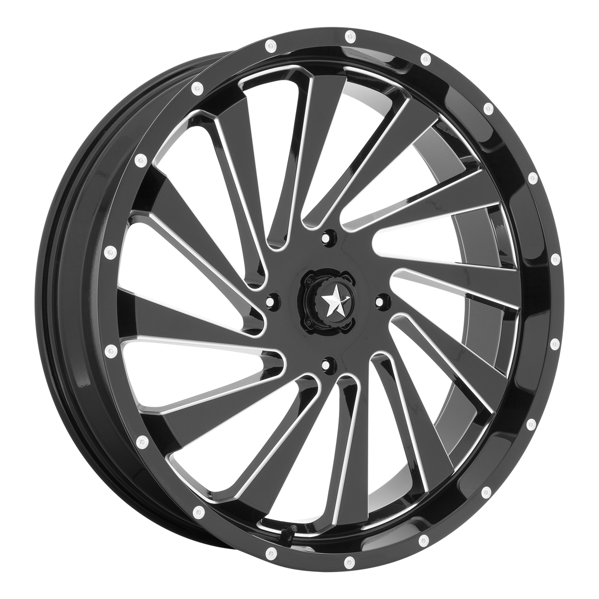MSA Offroad Wheels M46 Blade Utv 18X7 4X156 +0MM Gloss Black Milled
