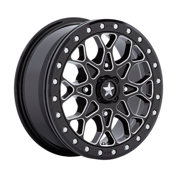 MSA Offroad Wheels M48 Portal Utv Beadlock 15X6 4X110 +38MM Gloss Black Milled W/ Gb Ring