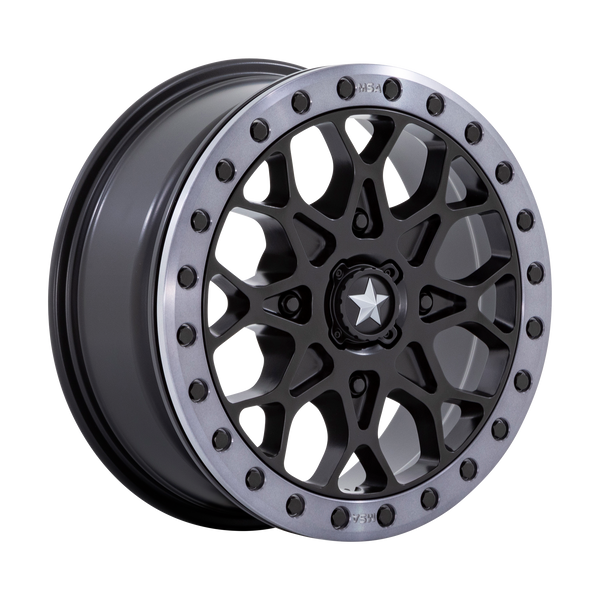 MSA Offroad Wheels M48 Portal Utv Beadlock 15X6 4X110 +38MM Satin Black W/ Gray Tint Ring