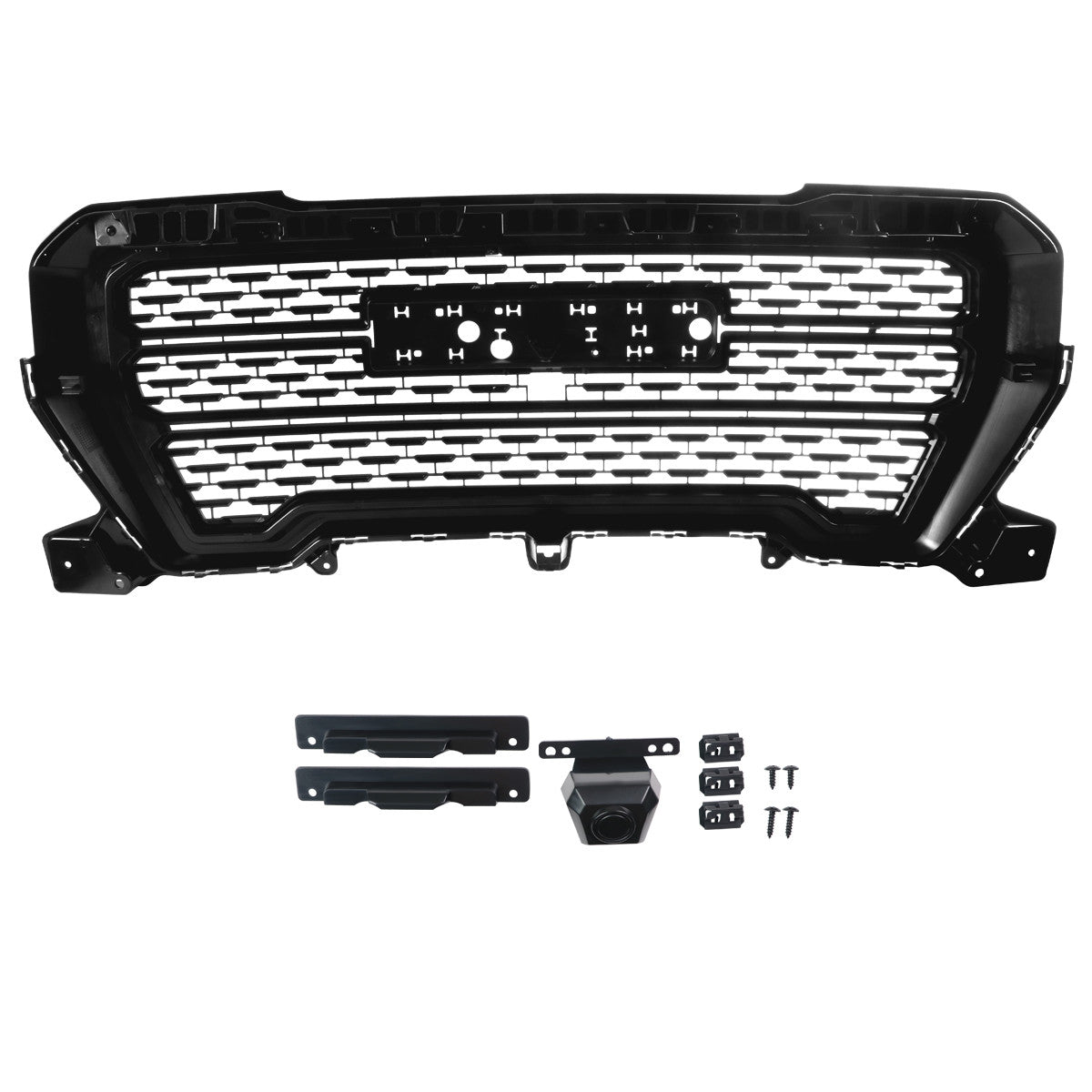 Spec-D Tuning - 2019-2020 GMC Sierra 1500 Matte Black ABS Denali Style Mesh Grille - HG-GMC1915BB-GL