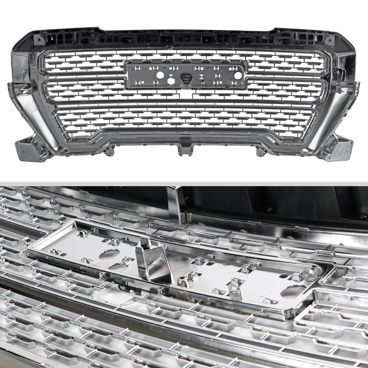 Spec-D Tuning - 2019-2021 GMC Sierra 1500 Chrome Denali Mesh Grille - HG-GMC1915C-JB