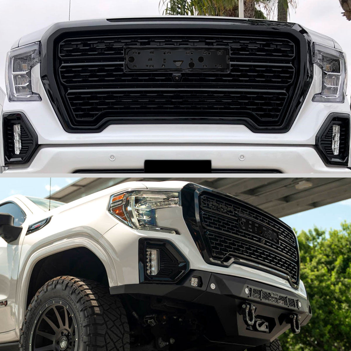 Spec-D Tuning - 2019-2021 GMC Sierra 1500 Matte Black Denali Mesh Grille - HG-GMC1915JM-JB