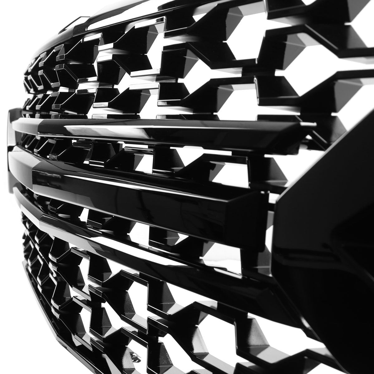 Spec-D Tuning - 2019-2022 Chevrolet Silverado 1500 LT Glossy Black Honeycomb Hood Grille - HG-SIV1915LTGB-GL